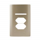 Placa p/ 1 Interruptor + 2 Tomadas 4x2 - Novara Champanhe